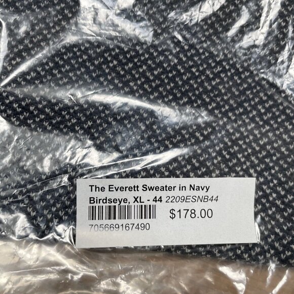 Taylor Stitch Wool Everett Sweater NAVY Birdseye Soft Rib Mens Sz 44 XL $178 - Picture 10 of 11